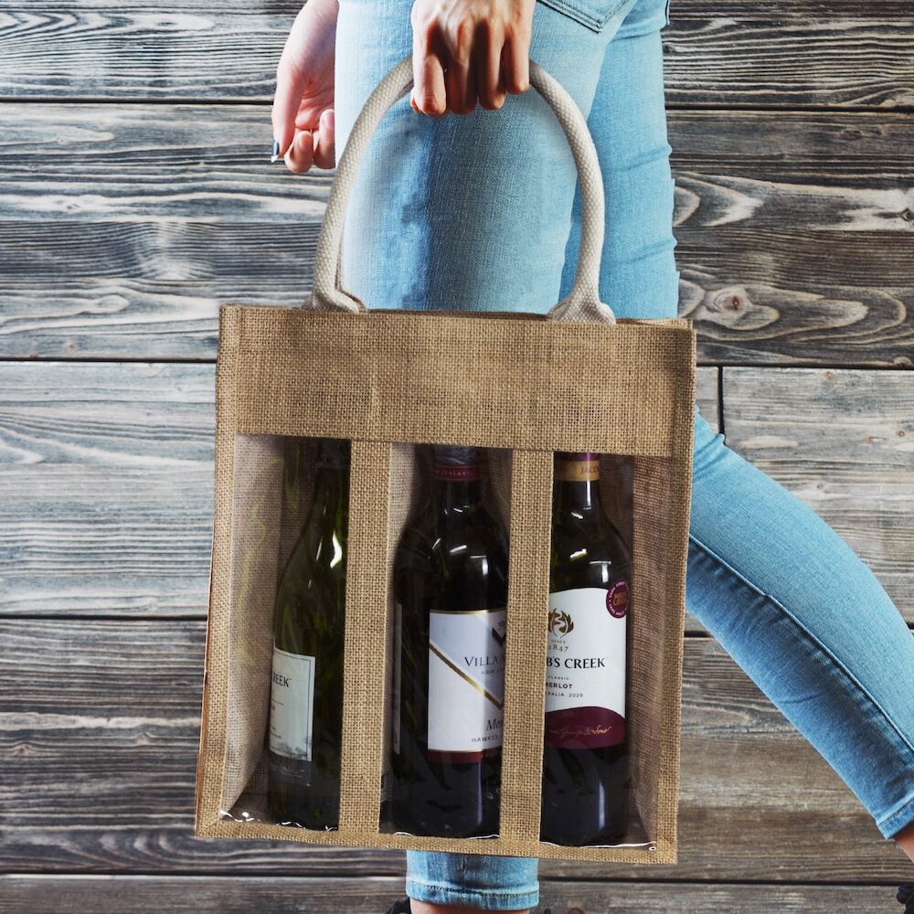 122951 - Serena Jute Triple Wine Carrier - Image 4