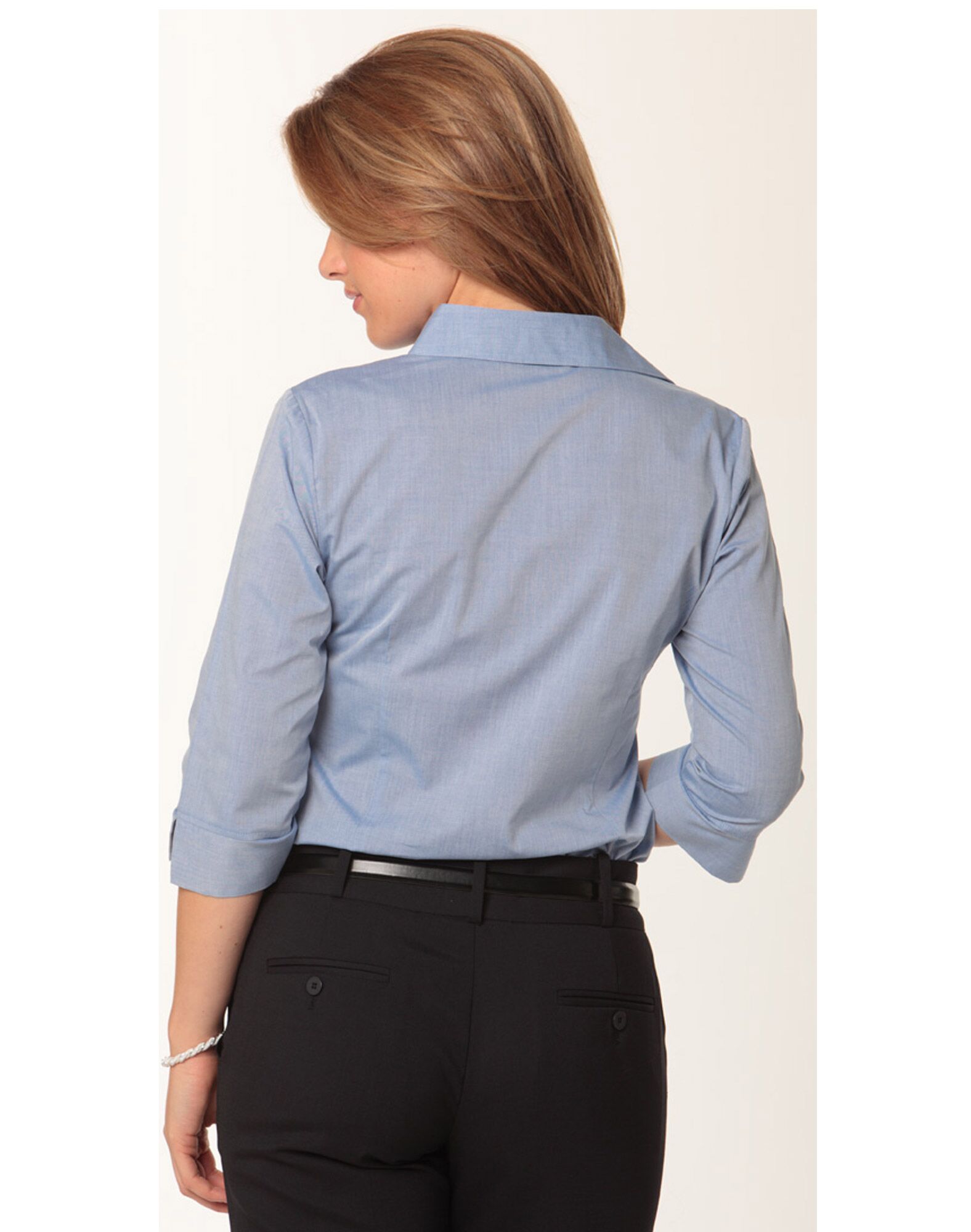 M8013 Women's Fine Chambray 3/4 Sleeve Shirt - Image 2