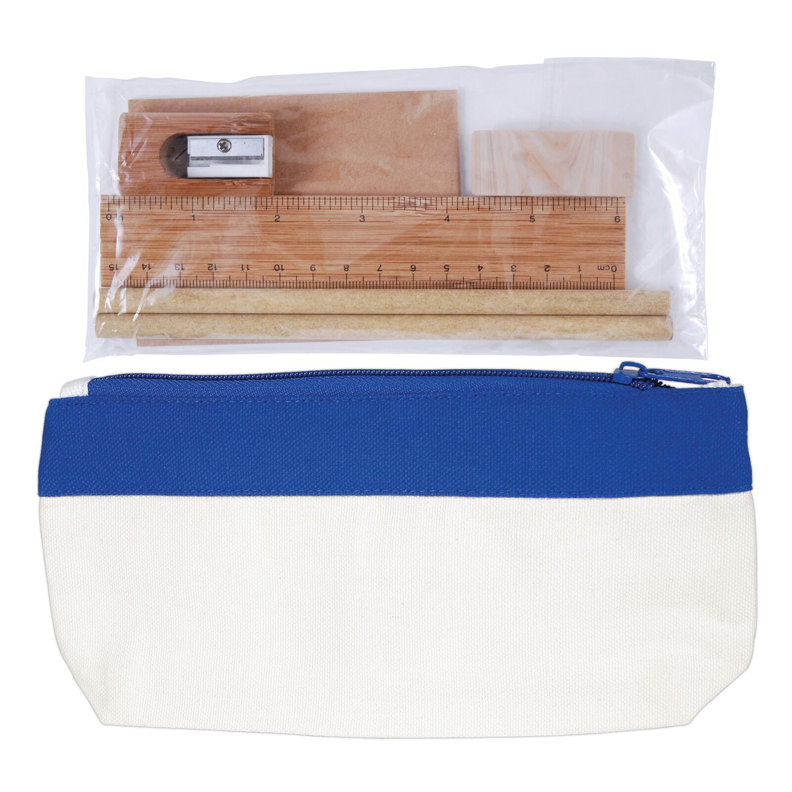 Bamboo Stationery Set in Cotton / Canvas Organiser / Pencil Case - Image 3