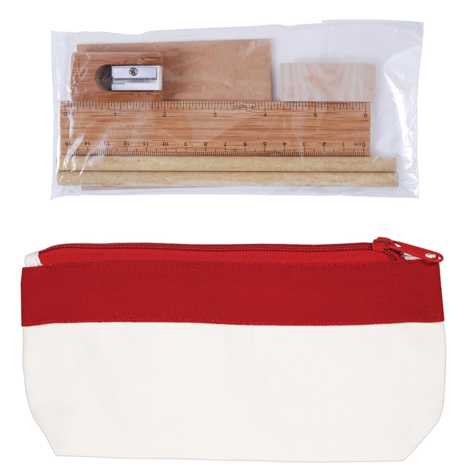 Bamboo Stationery Set in Cotton / Canvas Organiser / Pencil Case - Image 4