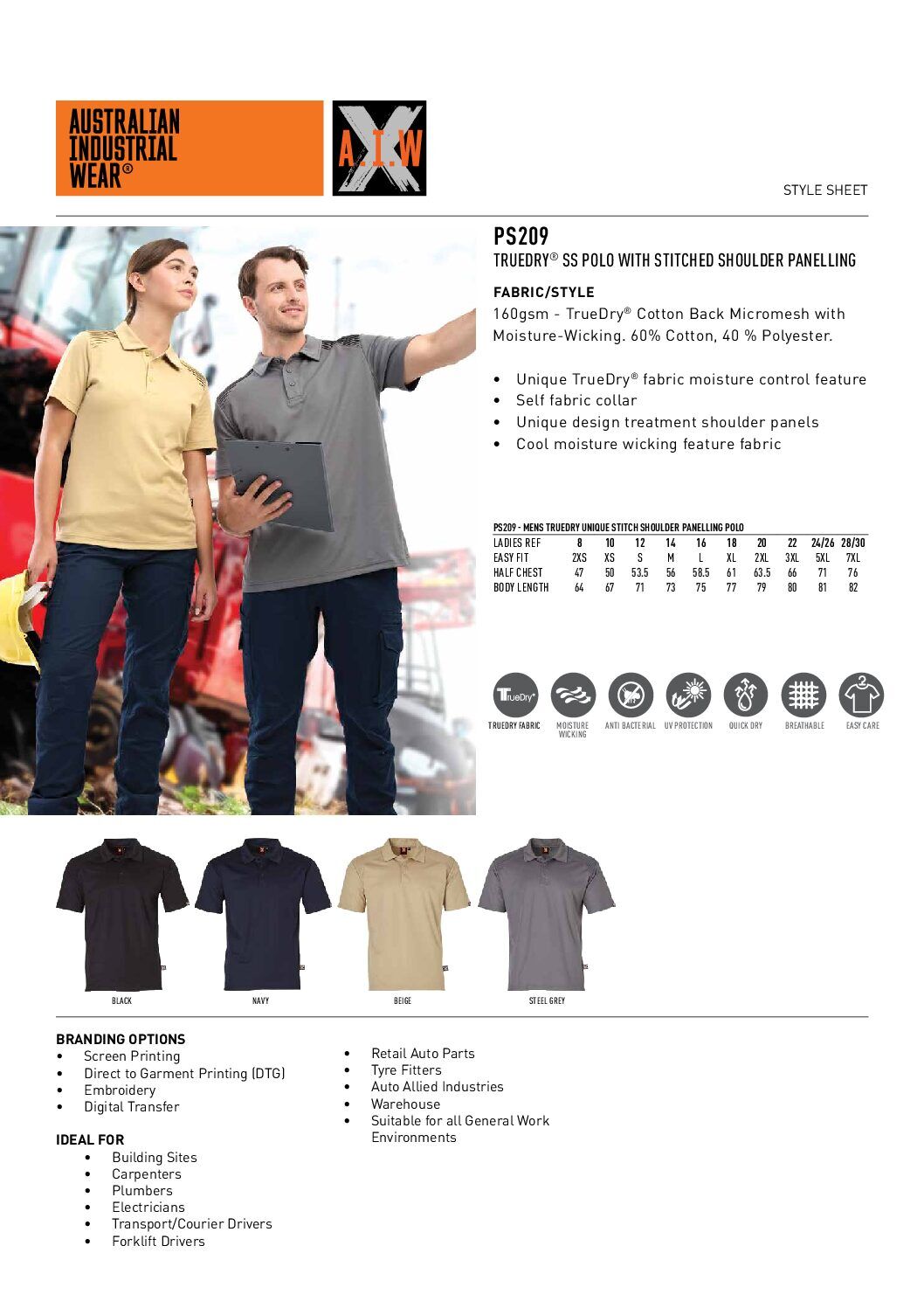 PS209 Unisex Short Sleeve TrueDry® Polo - Image 2