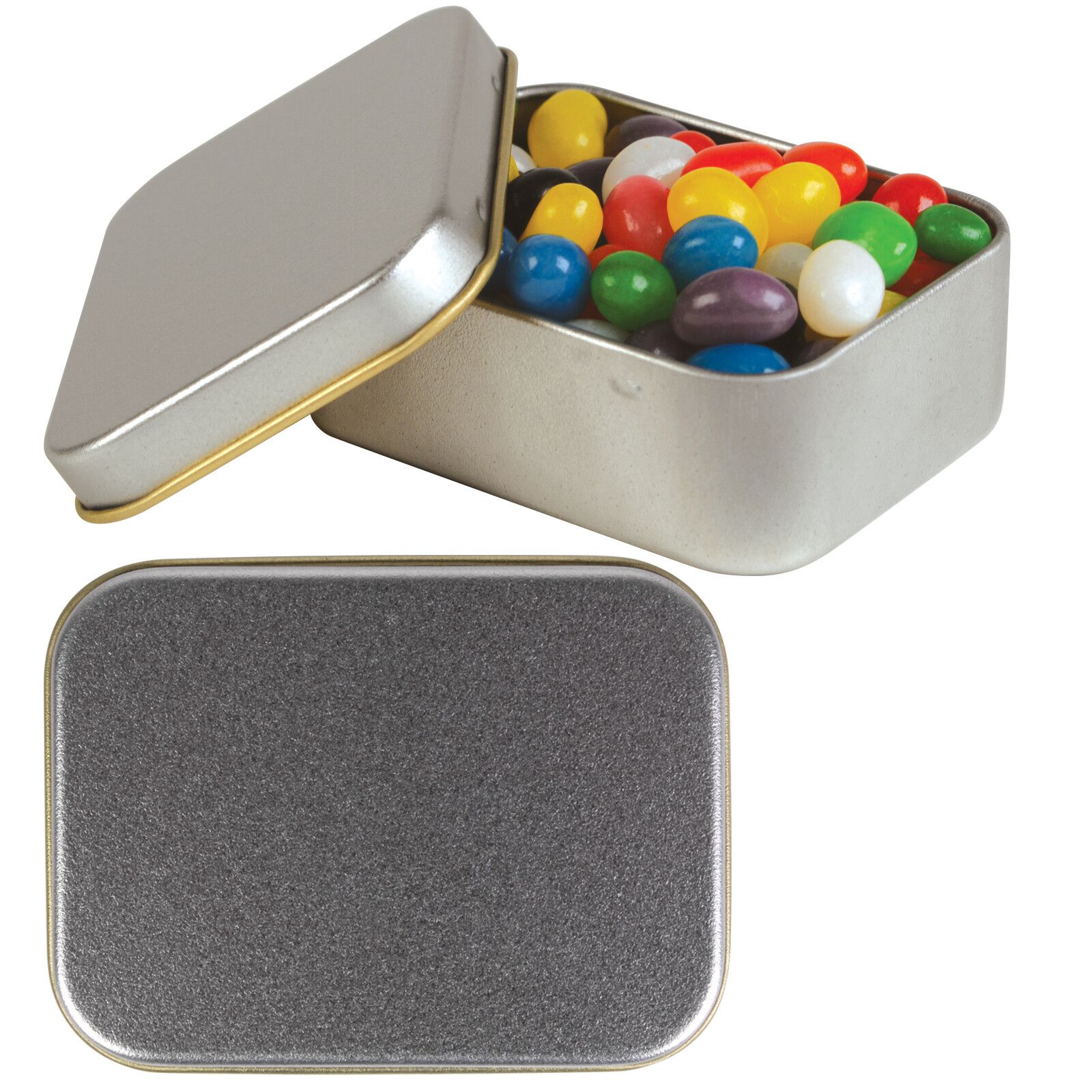 LL334 Assorted Colour Mini Jelly Beans in Silver Rectangular Tin - Image 2