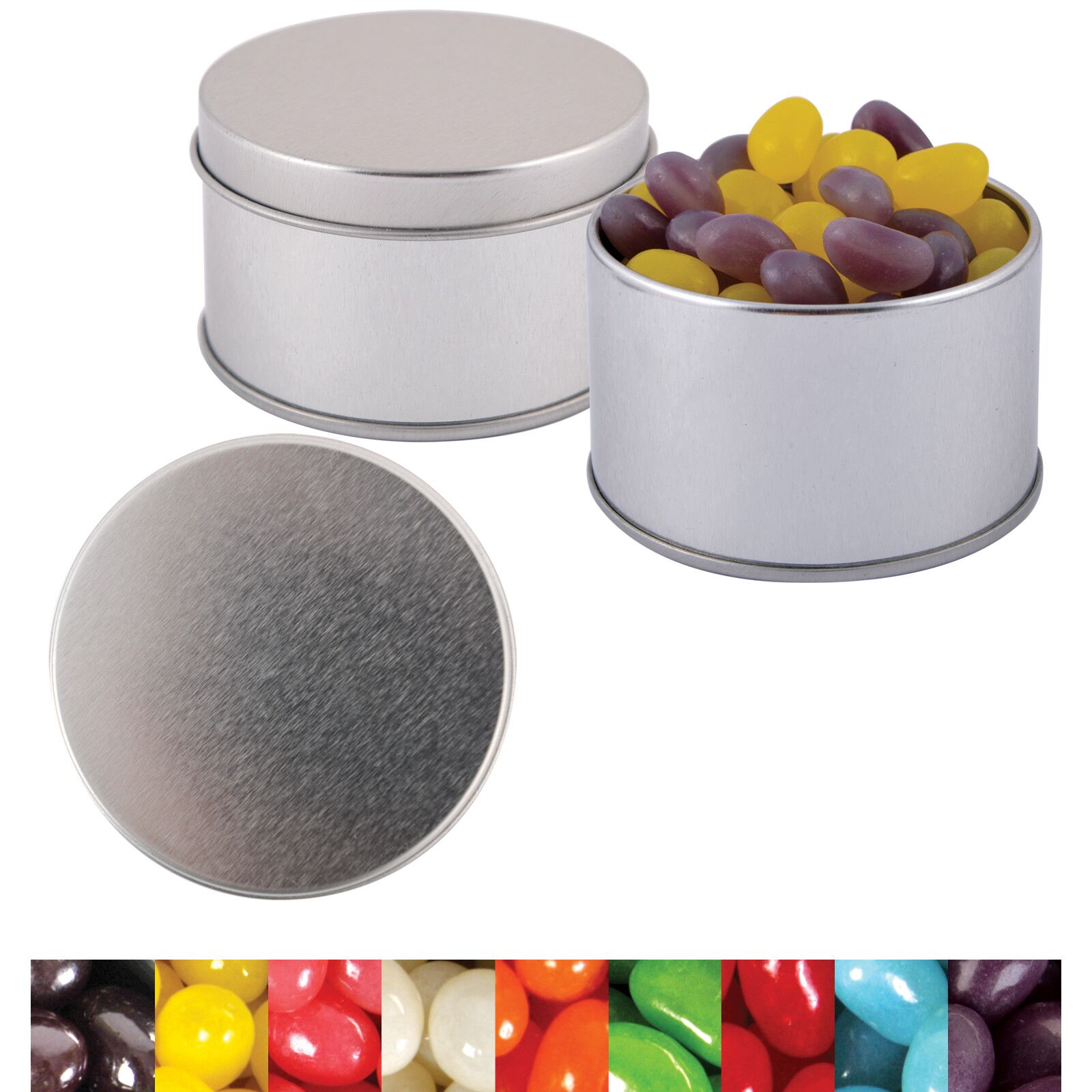 LL3403 Corporate Colour Mini Jelly Beans in Silver Round Tin - Image 2