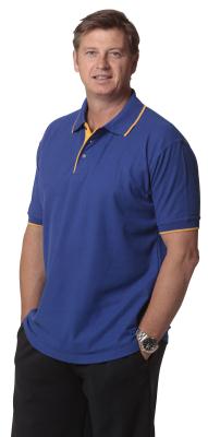 Branded Men's Contrast Pique Short Sleeve Polo