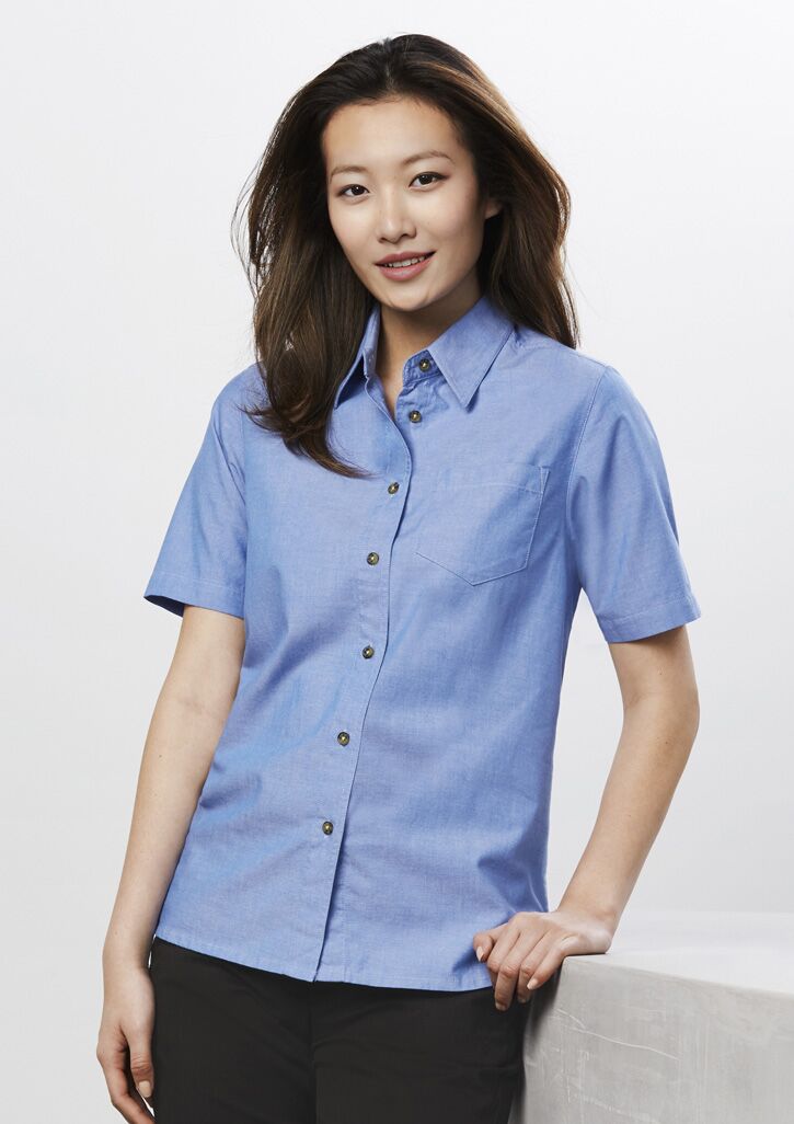Womens Chambray Short Sleeve Shirt