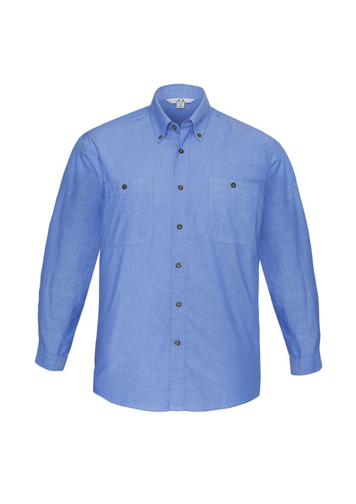Mens Chambray Long Sleeve Shirt - Image 2