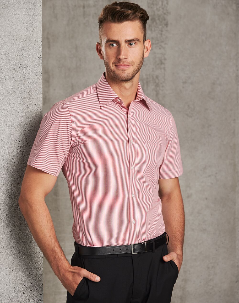M7231 Men's Balance Stripe Short Sleeve Shirt - Image 2