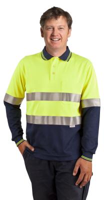 Branded l Men's Truedry Safety Long Sleeves Polo With 3m Reflective Tape